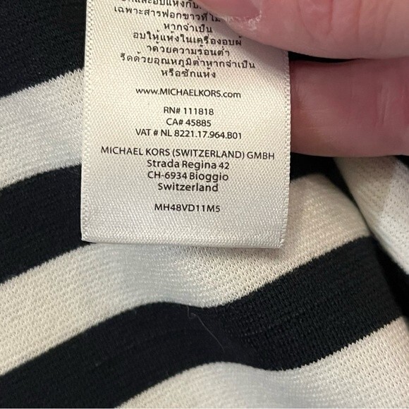Michael Michael Kors Black & White Stripe Long Sleeve Fit & Flare Dress Size 2 - Picture 8 of 8